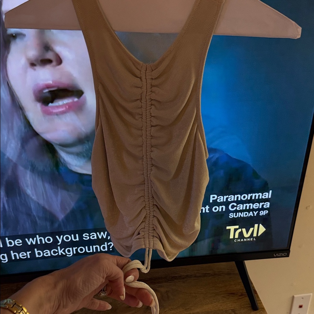 Cream Ruched Tank Top - Picture 4 of 5
